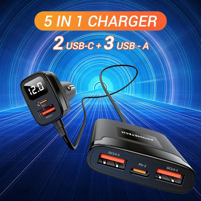 78W USB 5 Ports Car Charger